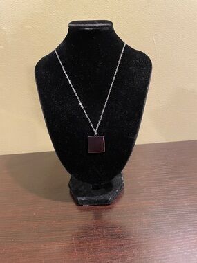 Square Pendant Necklace in Black and Silver